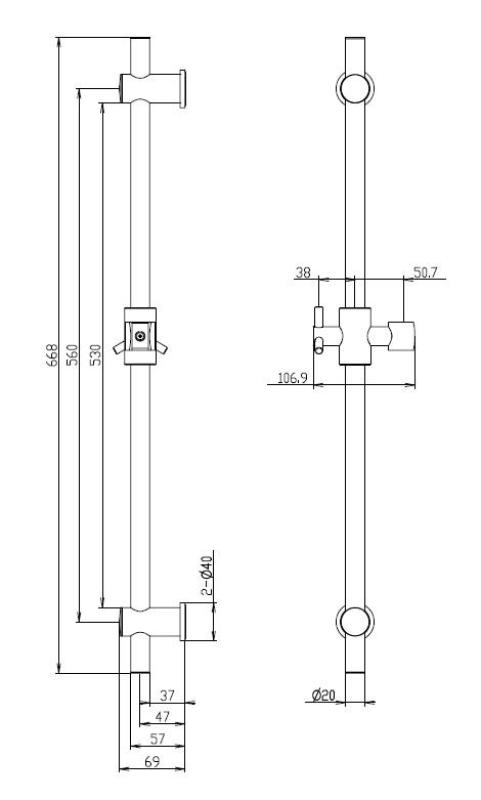 Aquanello Heritage Collection Klasická lišta 668 mm z nehrdzavejúcej ocele NB-9004-HC