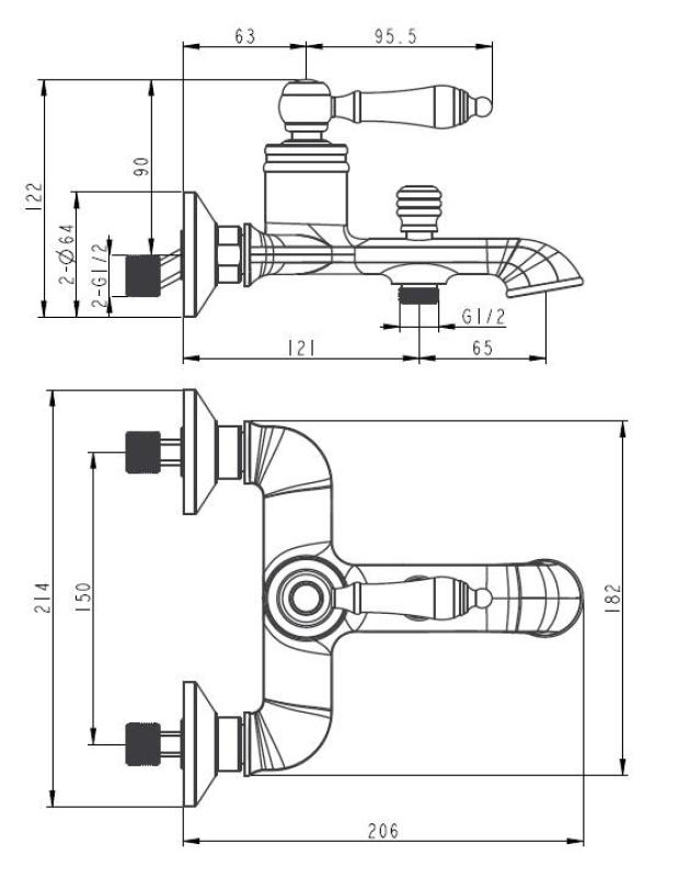 Aquanello Heritage Manor Klasická vaňová batéria Bronz BN-3001-HM