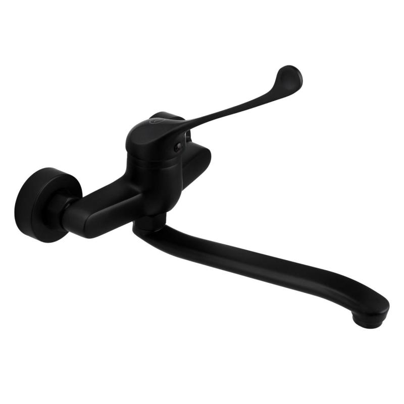 Aquanello Medic Kuchynský nástenný kohútik s dlhou rukoväťou, čierny BL-1005-MD