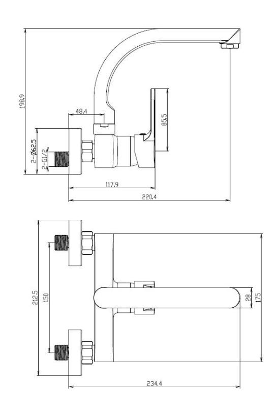 Aquanello Casa Kuchynský nástenný kohútik s horným výtokom Chróm CR-1003-CS