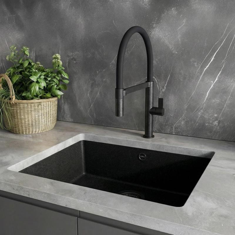 Ausmann Alira Čierny kuchynský kohútik s flexibilným výtokom 1208972565