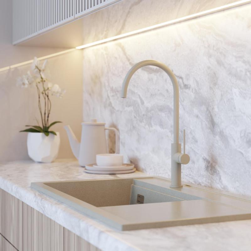 Graniteland Vira Slim Kuchynská batéria v béžovej farbe s otočným výtokom 1208972622