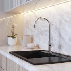 Graniteland Vira Slim Kuchynská batéria z nehrdzavejúcej ocele s otočným výtokom 1208972628