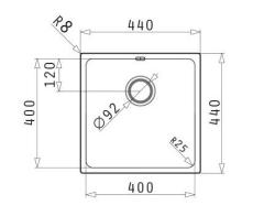 PM Lydia Nerezový drez 40 x 40 cm, montáž pod dosku, montáž do rovnej dosky a montáž na dosku 1208972639