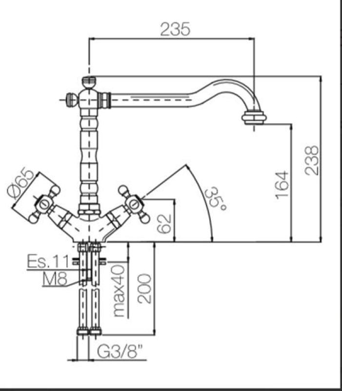 PB Nostalgická kuchynská batéria V1910 Chróm
